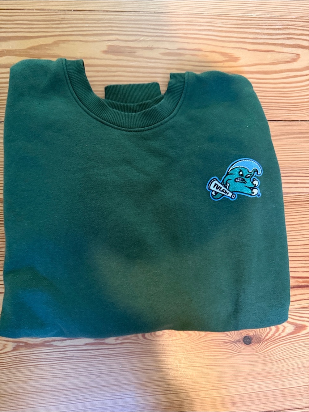 Tulane roll wave Green Crewneck Sweatshirt size s